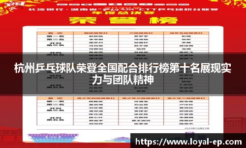 杭州乒乓球队荣登全国配合排行榜第十名展现实力与团队精神